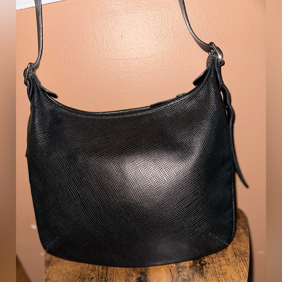 Longchamp Vintage Black Leather Crossbody Hobo Bag - Picture 4 of 8
